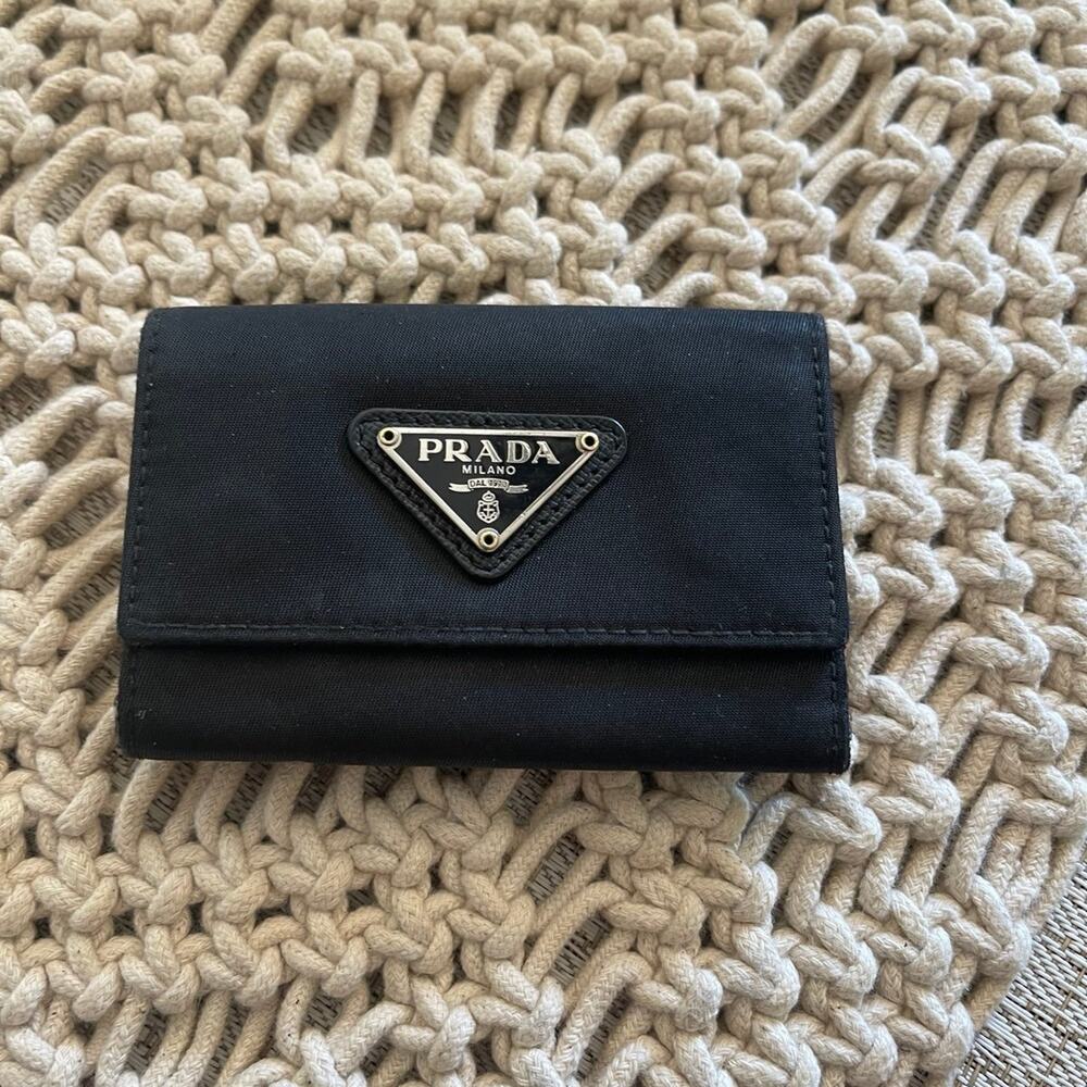 Prada key wallet black nylon tessuto vintage authentic Unisex